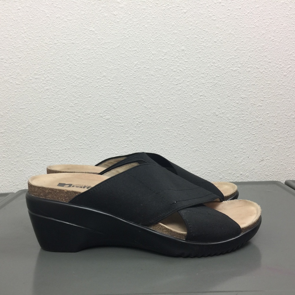 Umberto Raffini Black Wedge Heel Slides Sandals 8